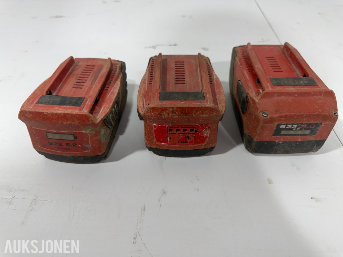 Hilti 22V batteriverktøy - 9 maskiner, 3 batterier og lader