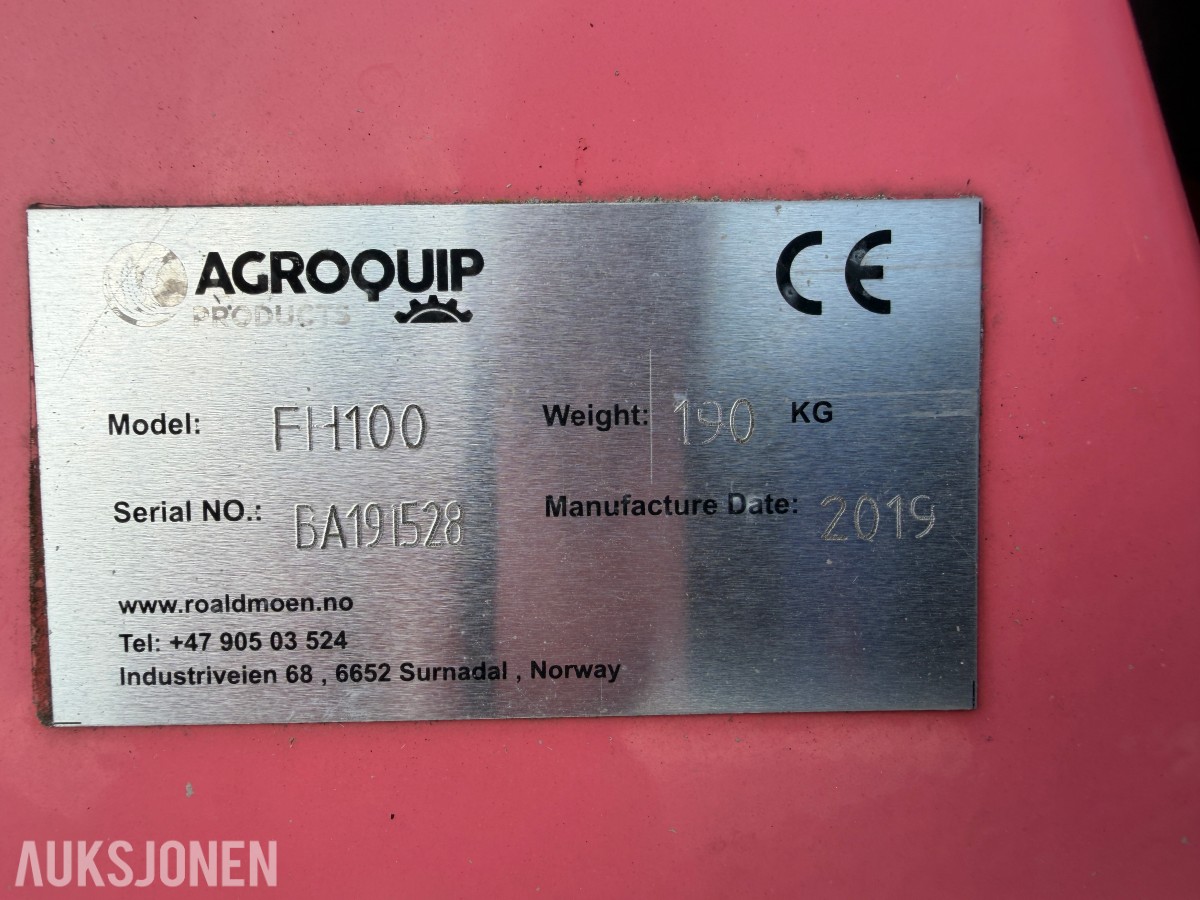 2019 Agroquip FH100 Flishugger – PTO-drevet
