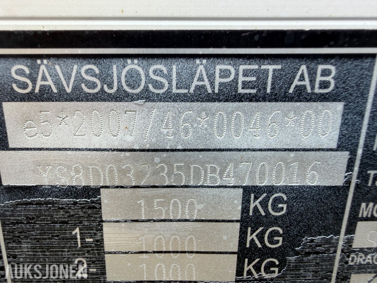 Sävsjösläpet skaphenger, 870 kg nyttelast