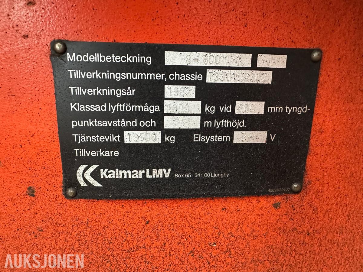 1982 Kalmar LMV 8-600 Gaffeltruck | 8 tonn | Lange gafler