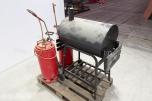 Tønnegrill med gassflasker og brennerutstyr