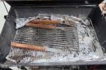 Tønnegrill med gassflasker og brennerutstyr