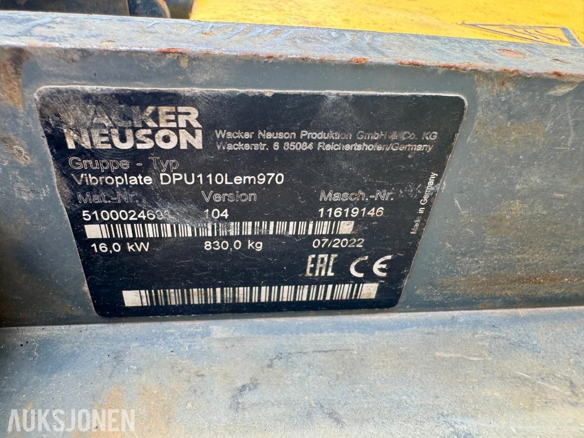 2022 Wacker Neuson DPU110Lem970 Vibroplate - Timer: 73