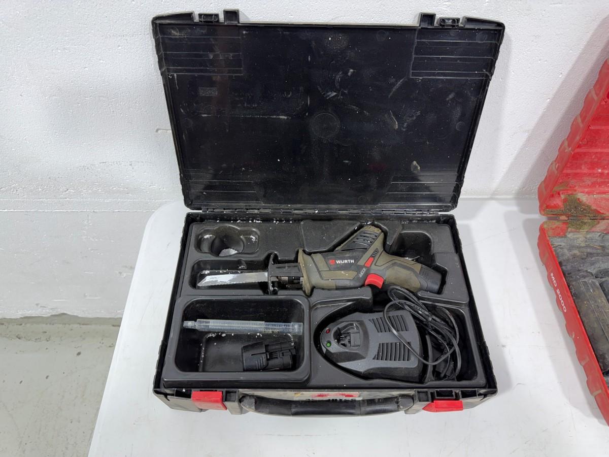 Hilti og Würth batteriverktøy – borhammer, stikksag, drill, vinkelsliper, fugepistol