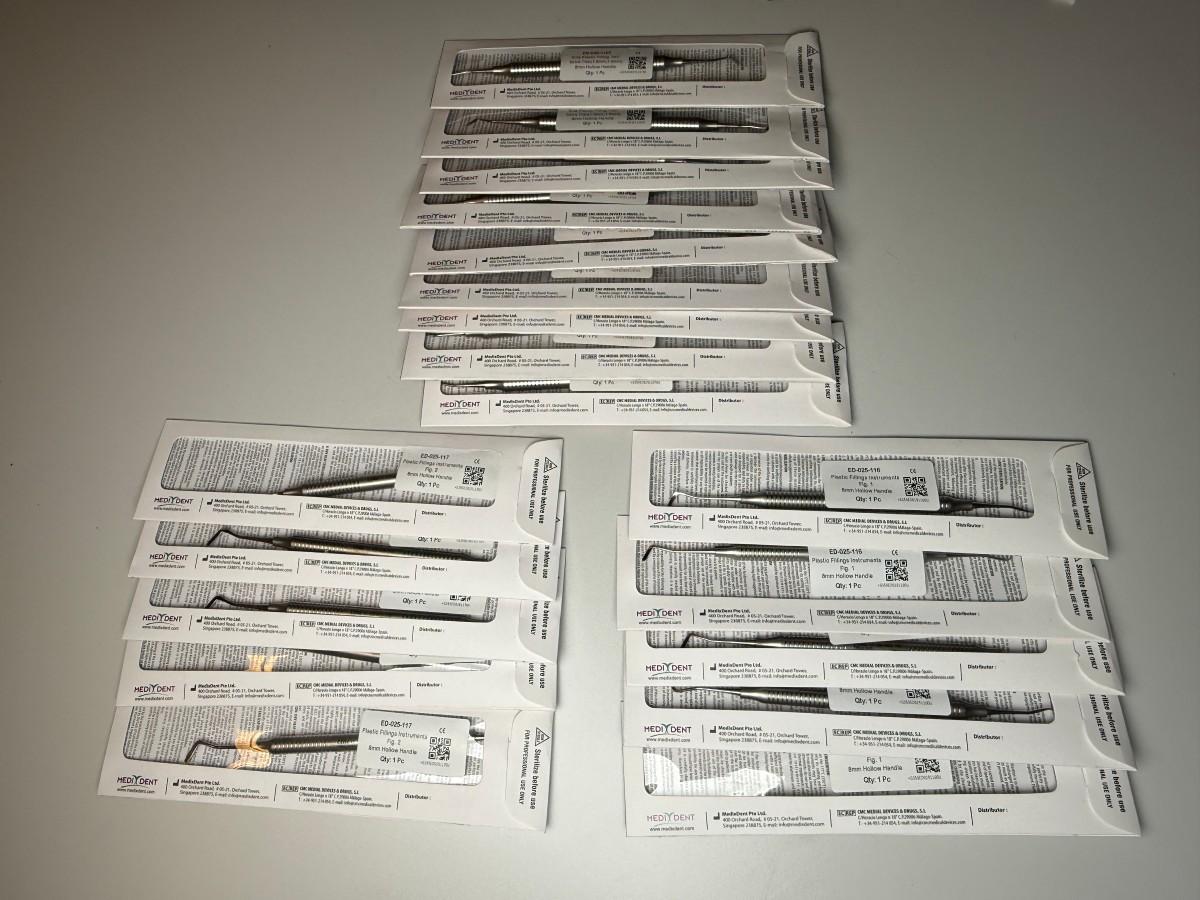 19 stk MedixDent Elite plastfyllingsinstrumenter – ED-025-116 / 117 / 116T
