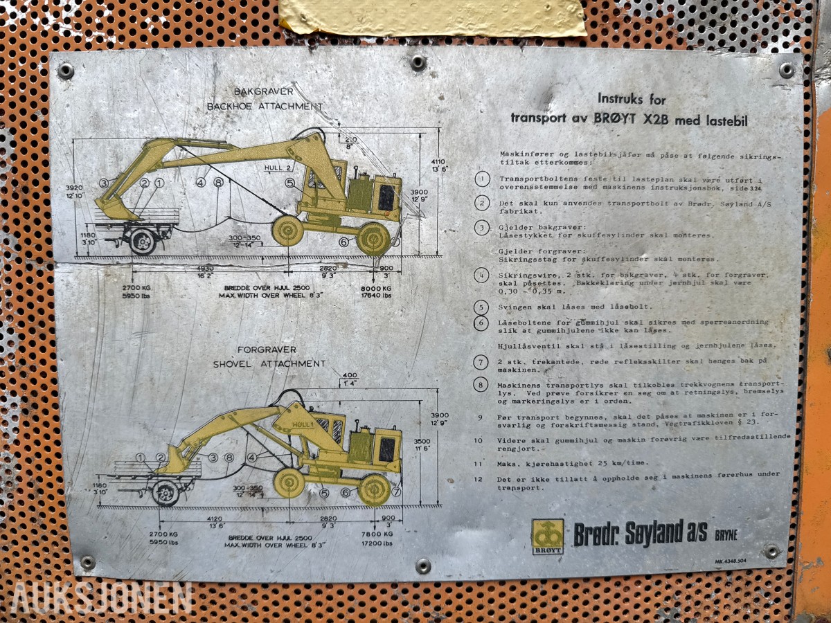 1971 Brøyt X2B gravemaskin – 4-hjuls – Skuffe – Prosjekt/restaureringsobjekt
