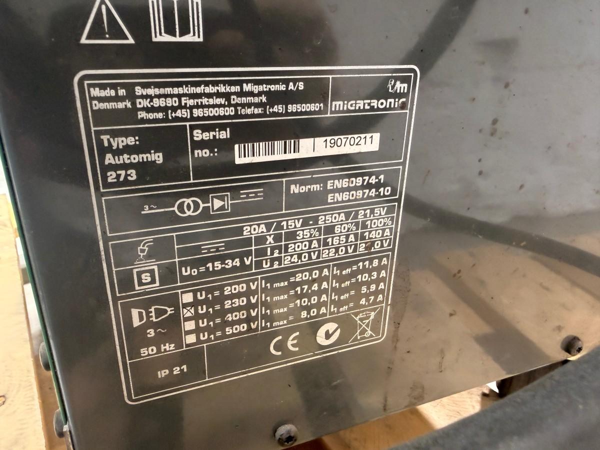 Migatronic Automig 273 MIG/MAG sveiseapparat med sveiseutstyr