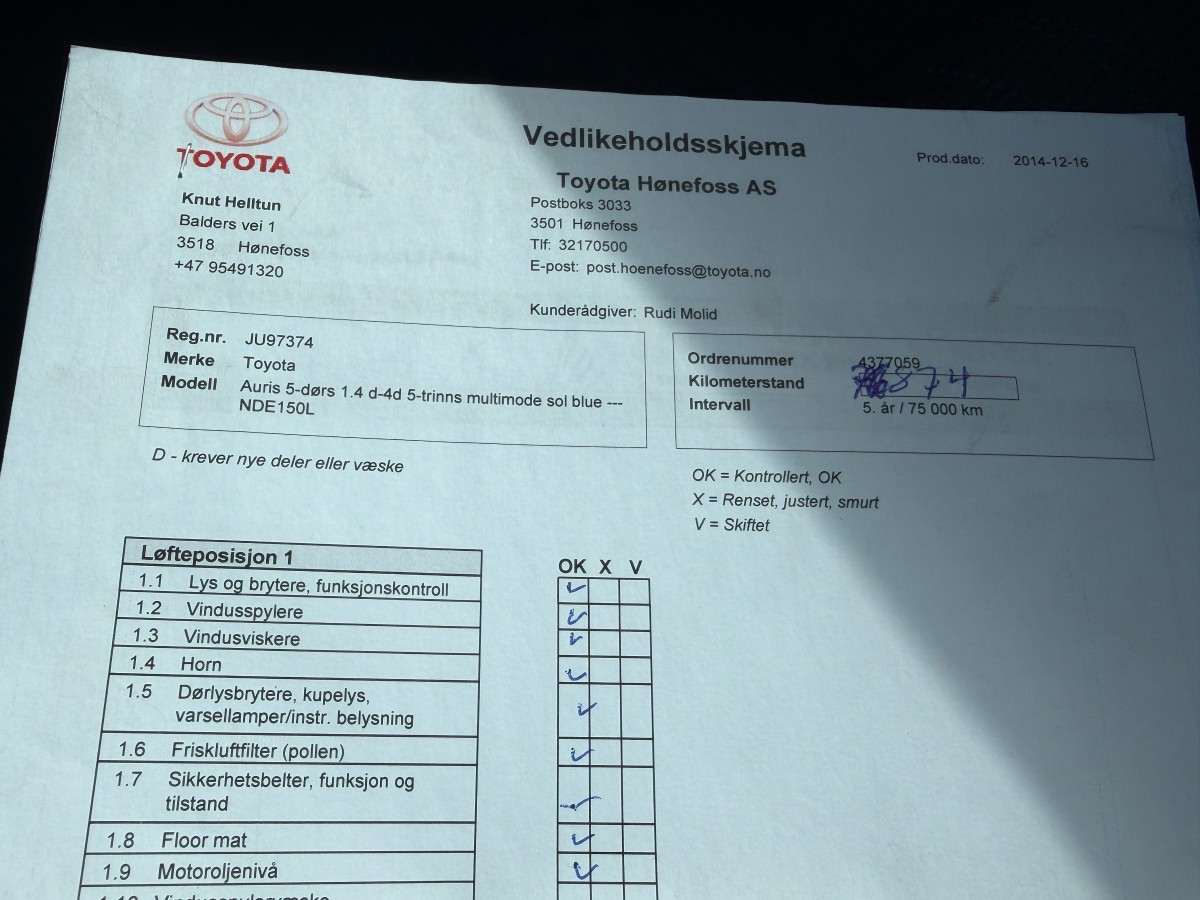 2008 Toyota AURIS 1.4-90 D /EU-OK / H.feste / Automat / 1-eiers bil