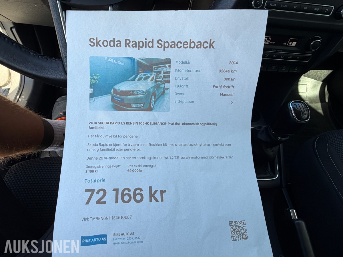 2014 Skoda RAPID SPACEBACK 1.2-105