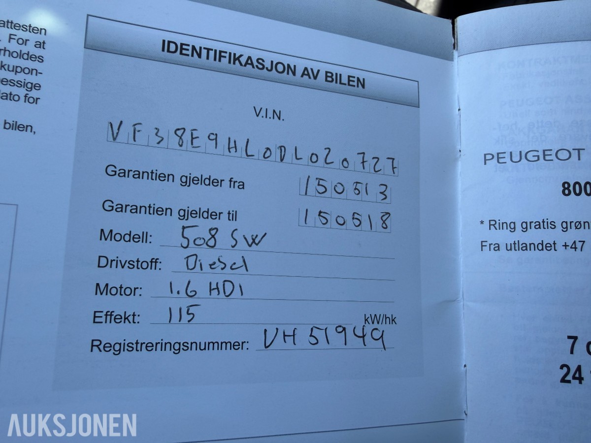 2013 Peugeot 508 1.6-114 D / H.feste / EU-OK til 04.2027 / HUD