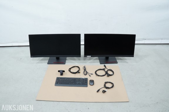 2 stk Lenovo ThinkVision P34w-20 34 tommer buede ultrawide-skjermer med tilbehør