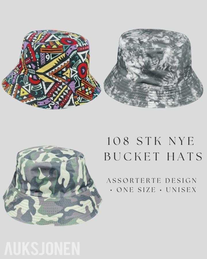 108 stk - nye Bucket Hats / Bøttehatter - Vareparti