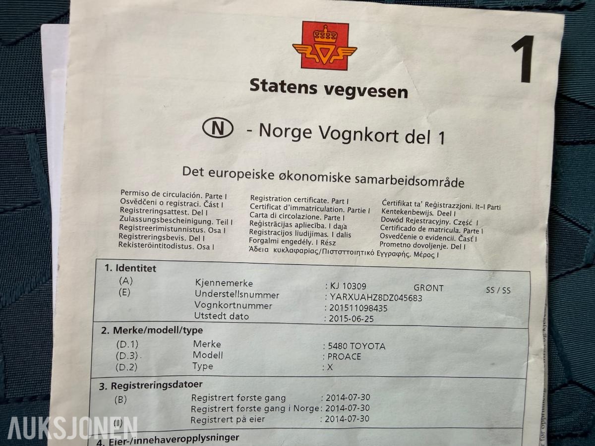 2014 Toyota ProAce 2.0 D 128 HK LANG HENGERFESTE SKYVEDØRER 