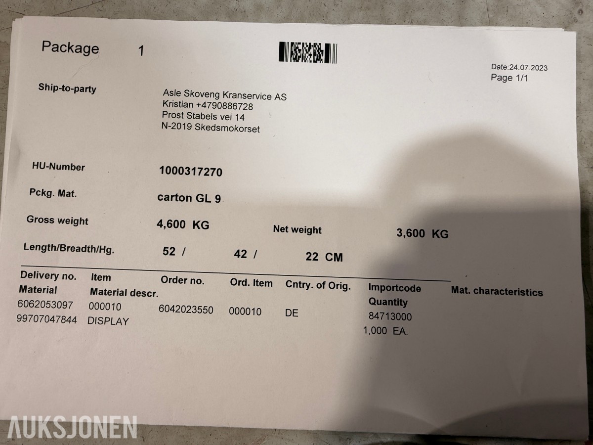 2018 TTControl / HYDAC HY-eVision² 10.4 HMI-display – Tadano ATF60G-3