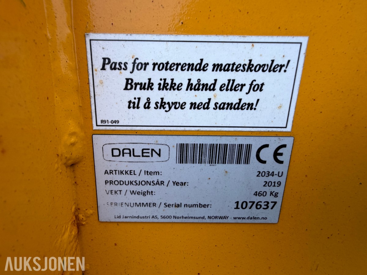 2019 Dalen 2034-U sandstrøer - koplingsramme - hydrauliske slanger