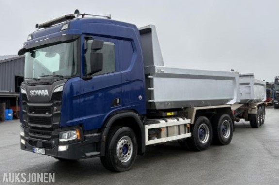 2019 Scania R650 6x4 tippbil med 3-akslet Maur tipphenger – optimalisert til ca. 750 hk