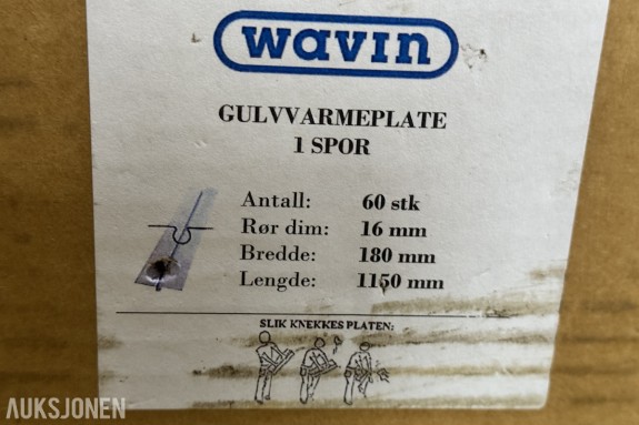 Wavin gulvvarmeplate 1 spor - 60 stk - ny i emballasje