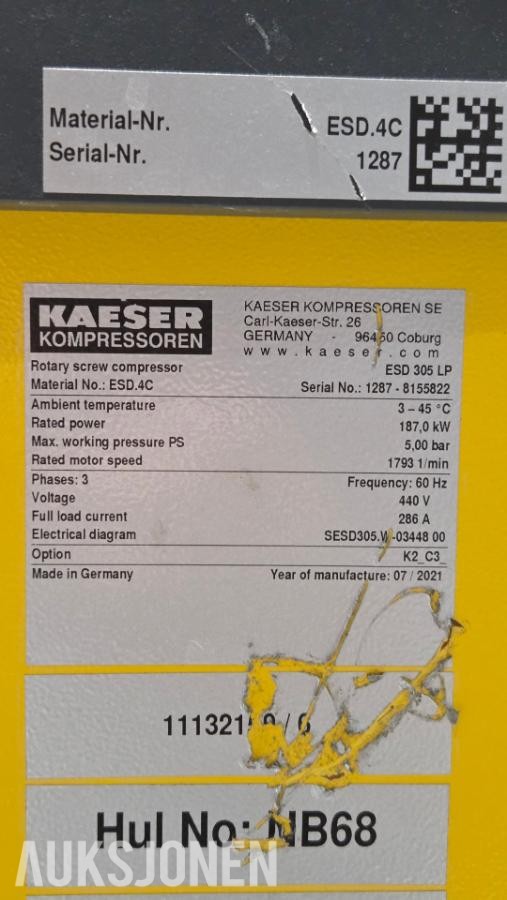 Kaeser Kompressor ESD 305 LP - 56 timer 