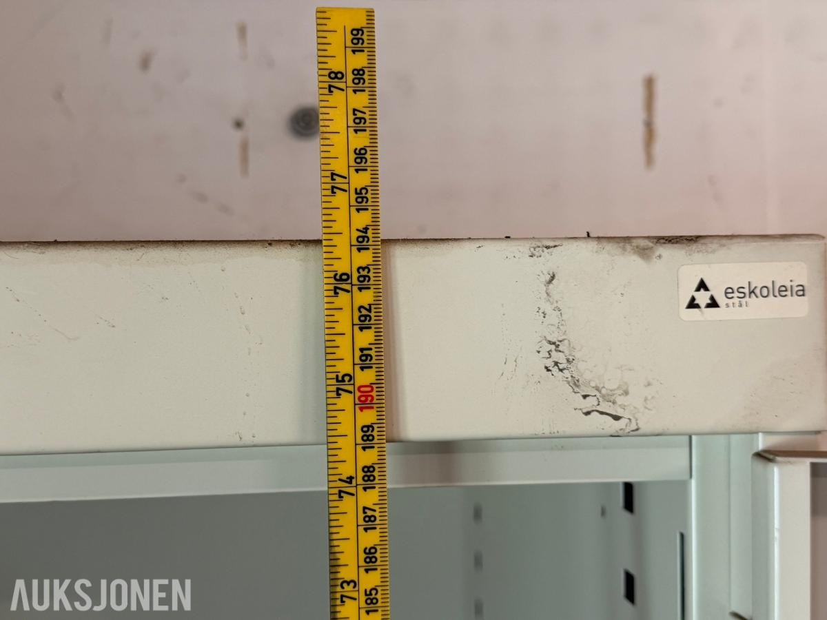 Eskoleia stålskap med lås og hyller