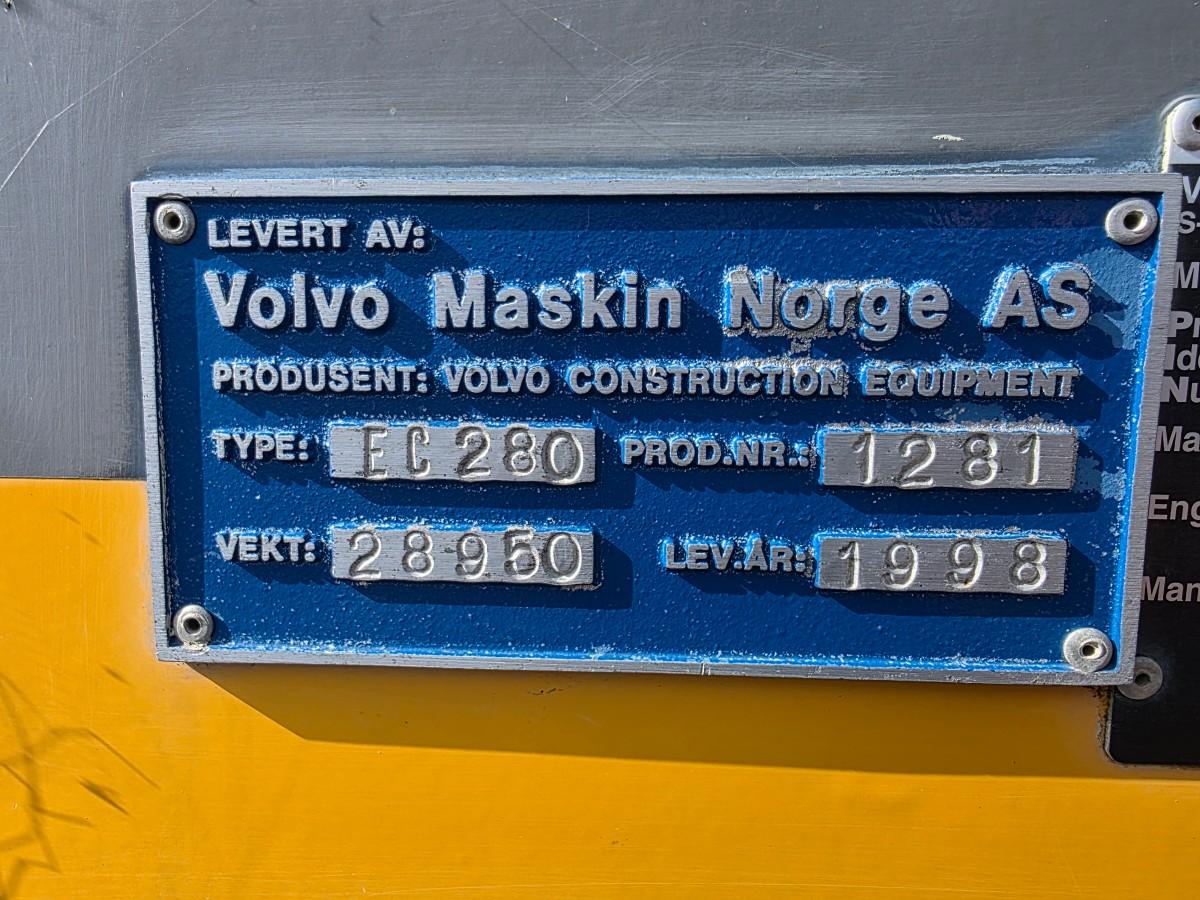 1998 Volvo EC 280 beltegraver 13782 TIMER 29 tonn