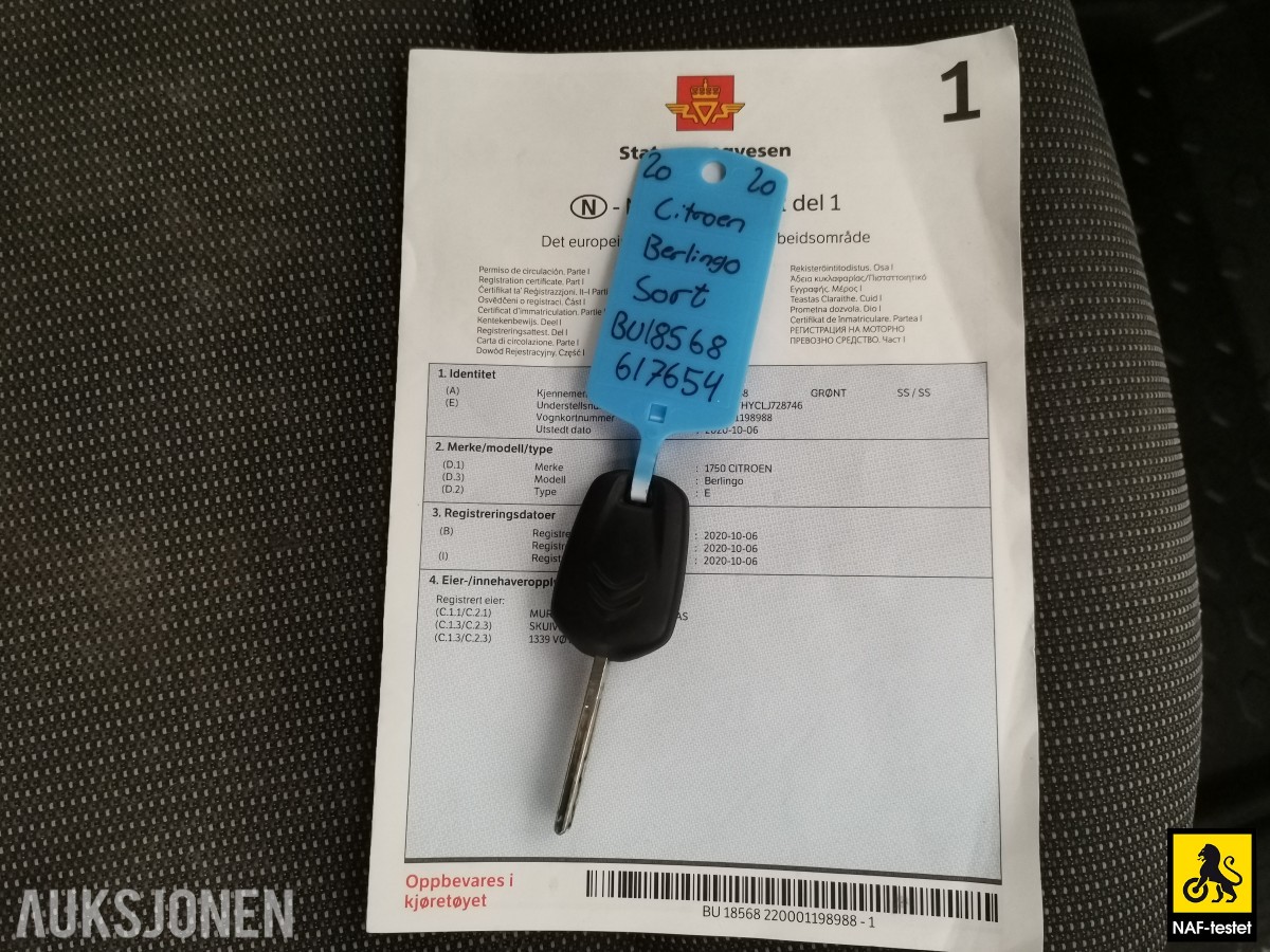 2020 Citroen Berlingo BlueHDI 102 HK L1 HENGERFESTE CRUISE SKYVEDØRER