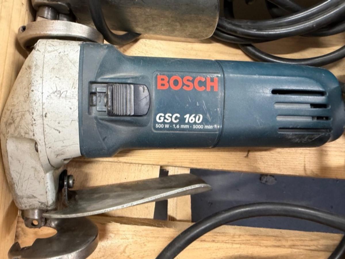 Hilti boltepistol, Bosch formsakser, Draco rørkutter m/m.