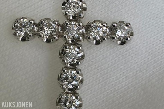 Alfieri & St. John 0.30CT KORS DIAMANTANHENG I 18K GULL. HELT NATURLIGE DIAMANTER! TAKSTBREV!