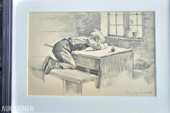 1890 Tegning av Bernt Grønvold Barnetegning