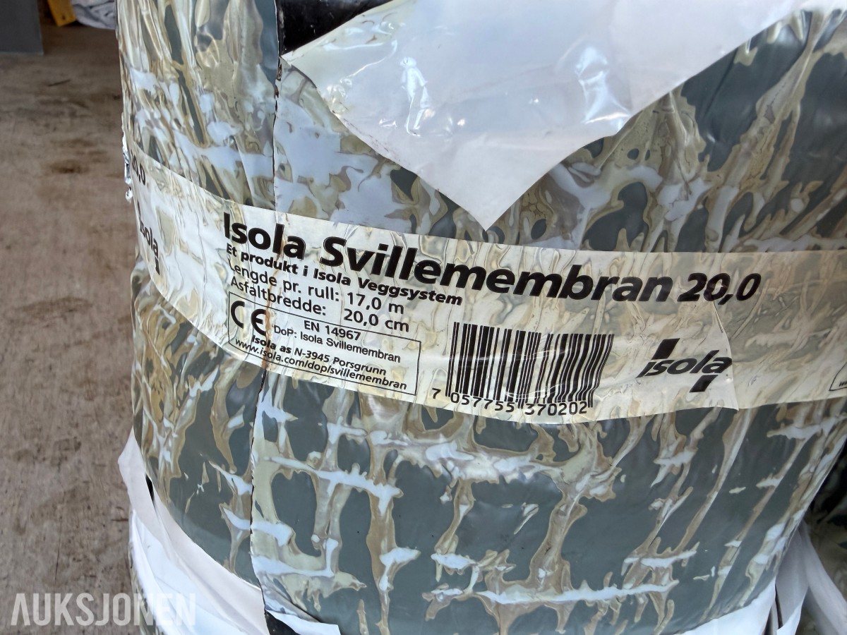 Isola Svillemembran (ca. 100 løpemeter) + vindsperre (ca. 1900 løpemeter)