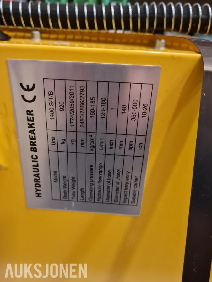 NY HENIMA 1400 PIGGHAMMER TIL 18-26 TONNS GRAVEMASKIN S70 M/GARANTI