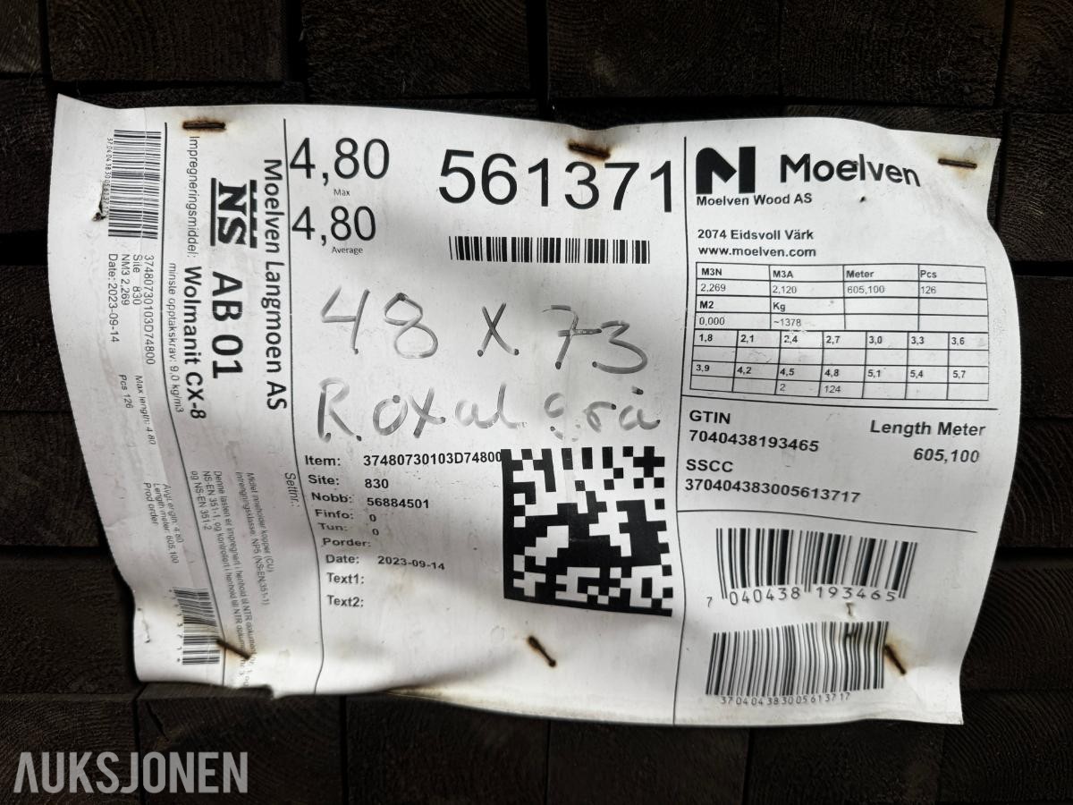1 pakke Lekt Moelven 48x173 mm Royal Grå