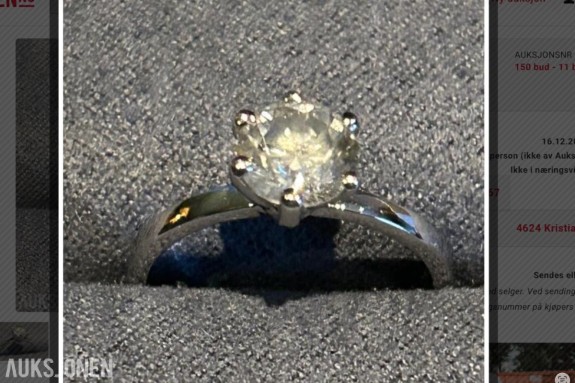 2025 DIAMANTRING MED 1,12 KARAT NATURLIG DIAMANT SI1 / F.Ny 2025. Endret størrelse til 54. Brukt 3 gang 2025