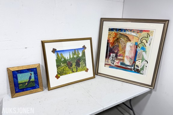 3 innrammede kunstverk - Marilyn Amatruda og Morten Juvet