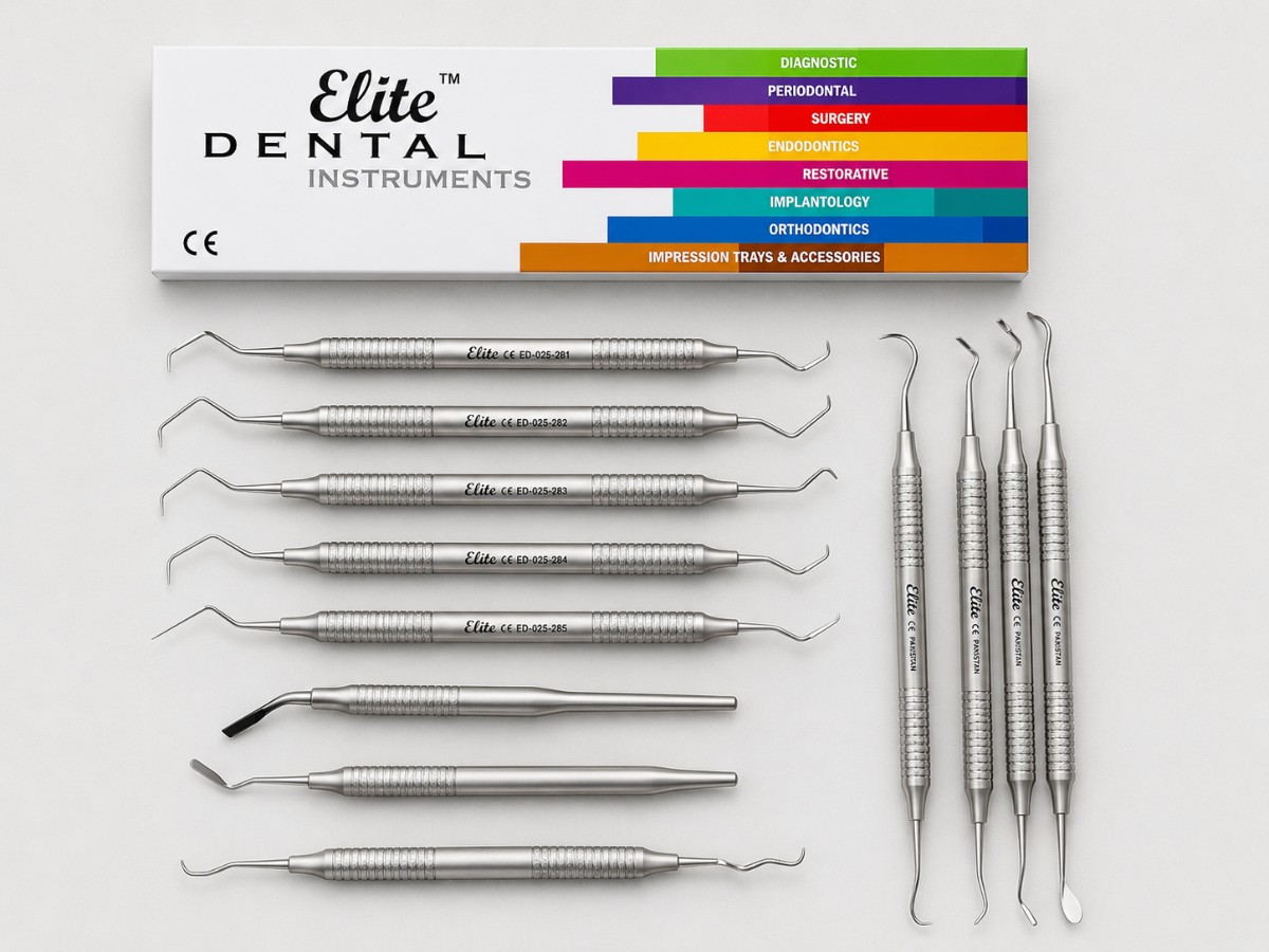 Parti med 18 stk MedixDent Elite dentalinstrumenter