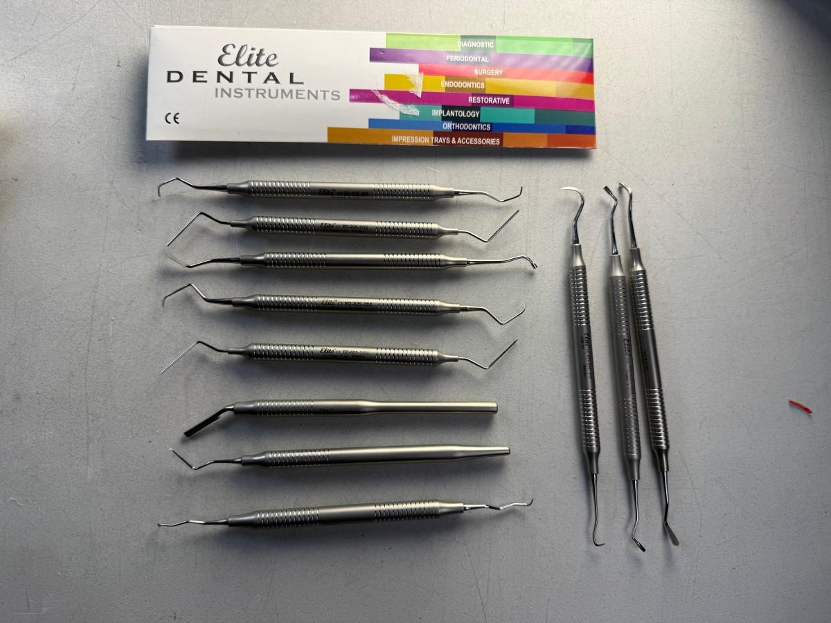 Parti med 18 stk MedixDent Elite dentalinstrumenter