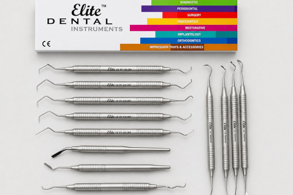 Parti med 18 stk MedixDent Elite dentalinstrumenter