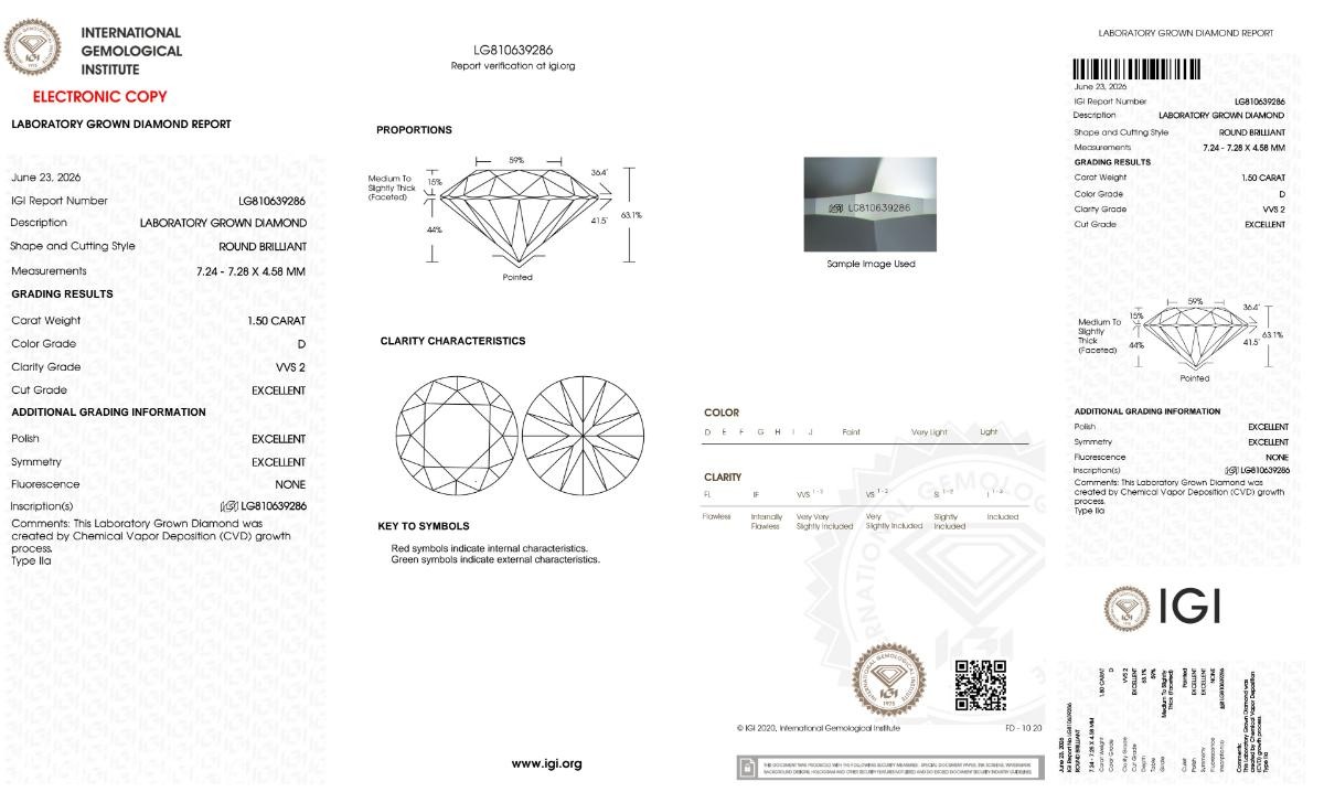 DIAMANT PÅ 1.50 CT | D/VVS2| ROUND | IGI!
