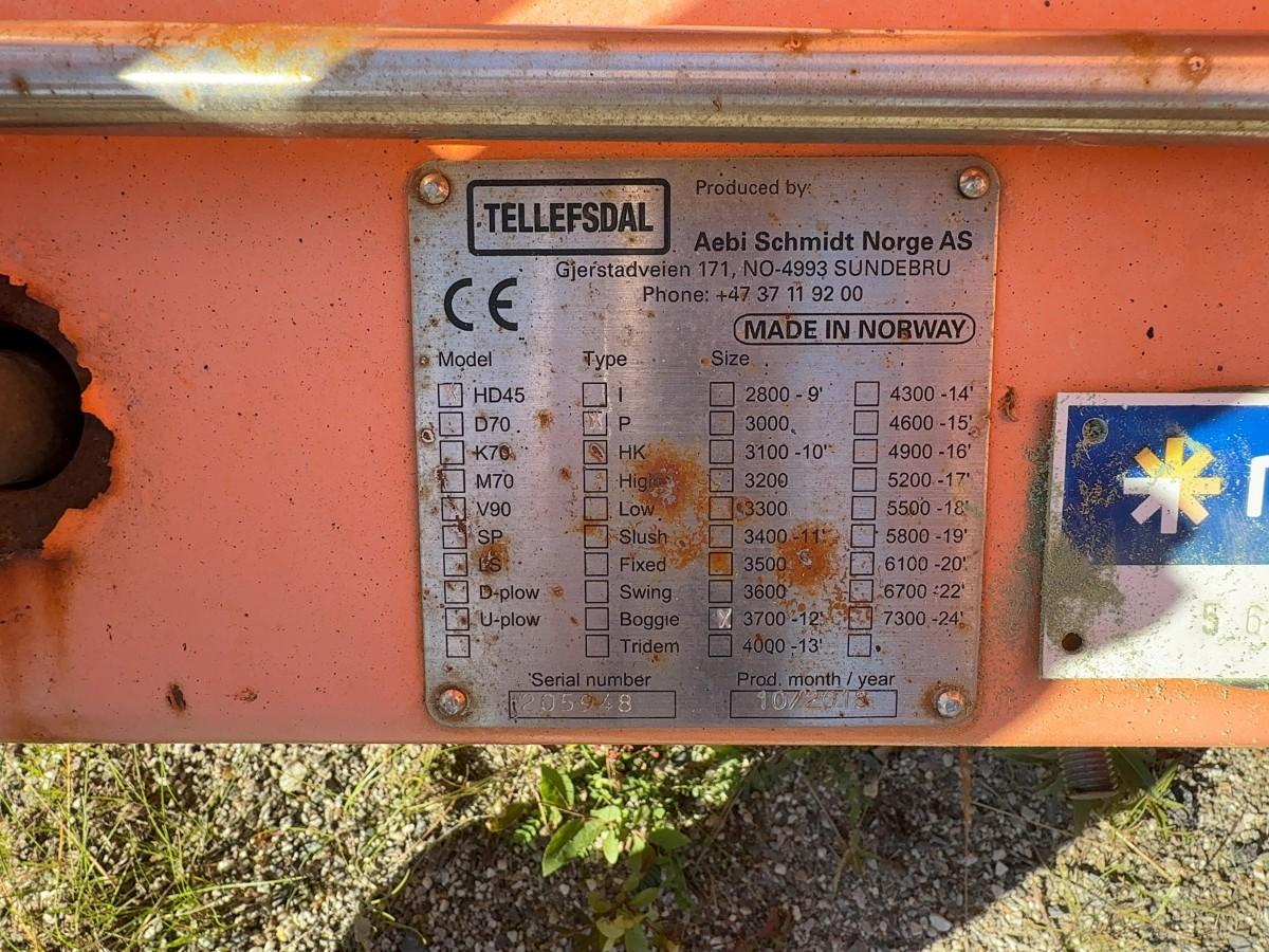 2007 Tellefsdal HD45 3700 høytkastende diagonal plog med sving