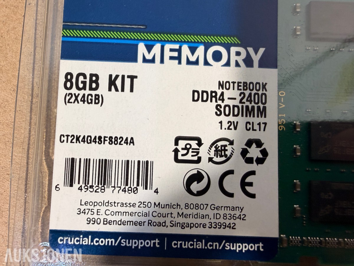 Crucial 8GB DDR4-2400 SO-DIMM 2x4GB – CT2K4G4SFS824A