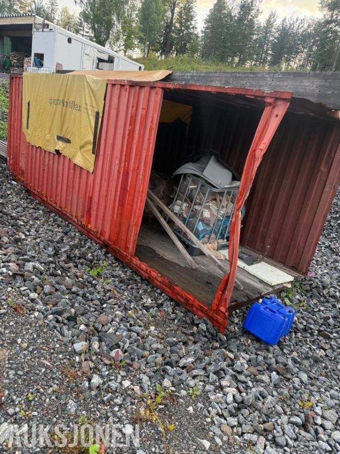 Container 7,3m x2,5m Kappet hull i tak og vegg