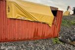 Container 7,3m x2,5m Kappet hull i tak og vegg