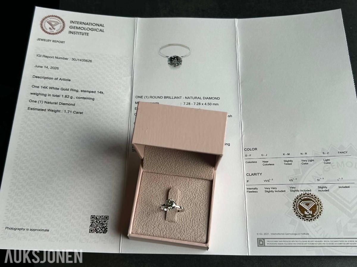 2026 Diamant ring med en 1,71 karat Naturlig diamant