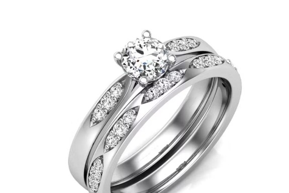 Elegant Twin Bridal Set i 14K Hvitt Gull- Lab-Grown Diamonds (IGI) Str. 54