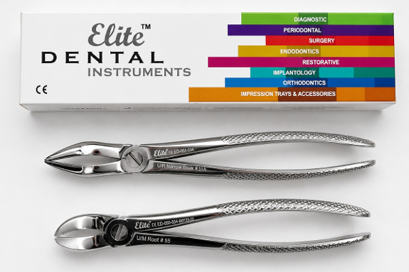 8 stk Medixdent Elite Dental Instruments ekstraksjonstenger - Fig. 51A og 55