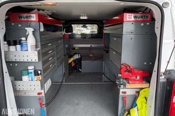 Komplett Würth bilinnredning – Toyota Proace L3 – skuffer, hyller og uttrekksskuff