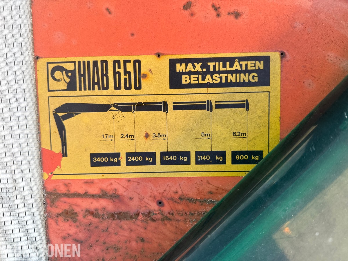 1977 HIAB-FOCO Speed Loader 650 lastebilkran - maks 3400 kg ved 1,7 m - rekkevidde 6,2 m - serienr 59373 