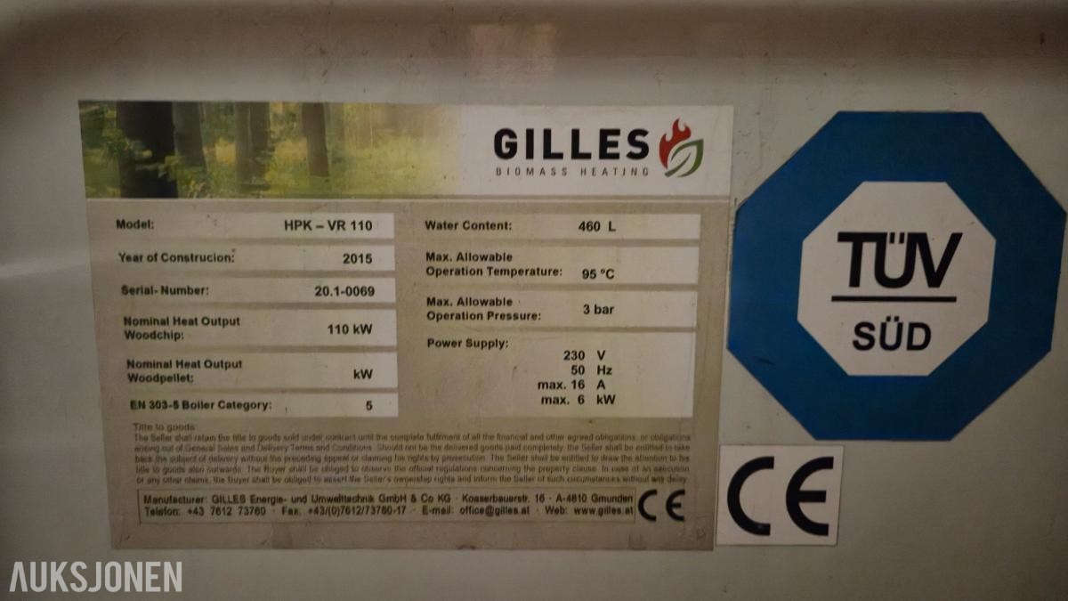 2016 Gilles 179 kW flisfyringsanlegg