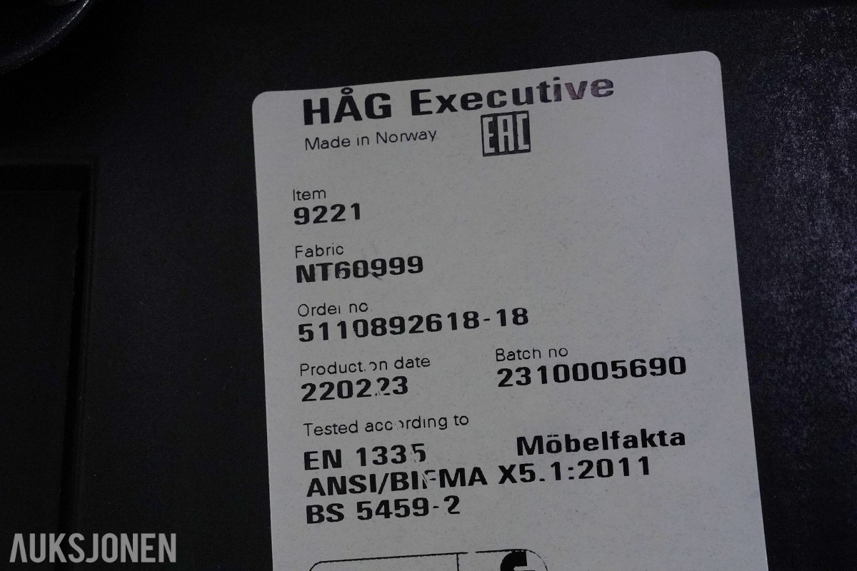 2 stk HÅG Inspiration 9221 kontorstoler med TiltDown-armlener