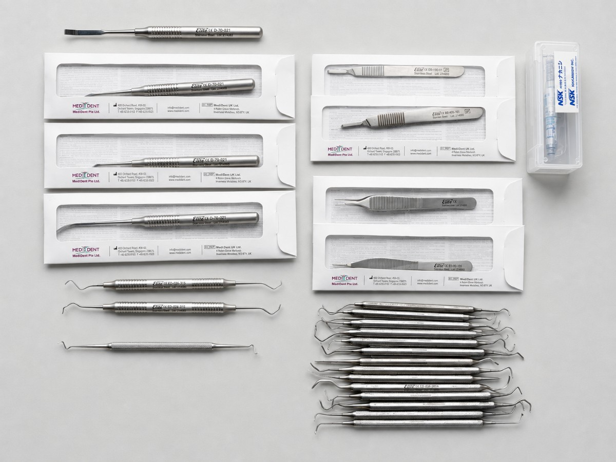29 stk. MedixDent Elite tannlegeinstrumenter – Restaurering og kirurgi
