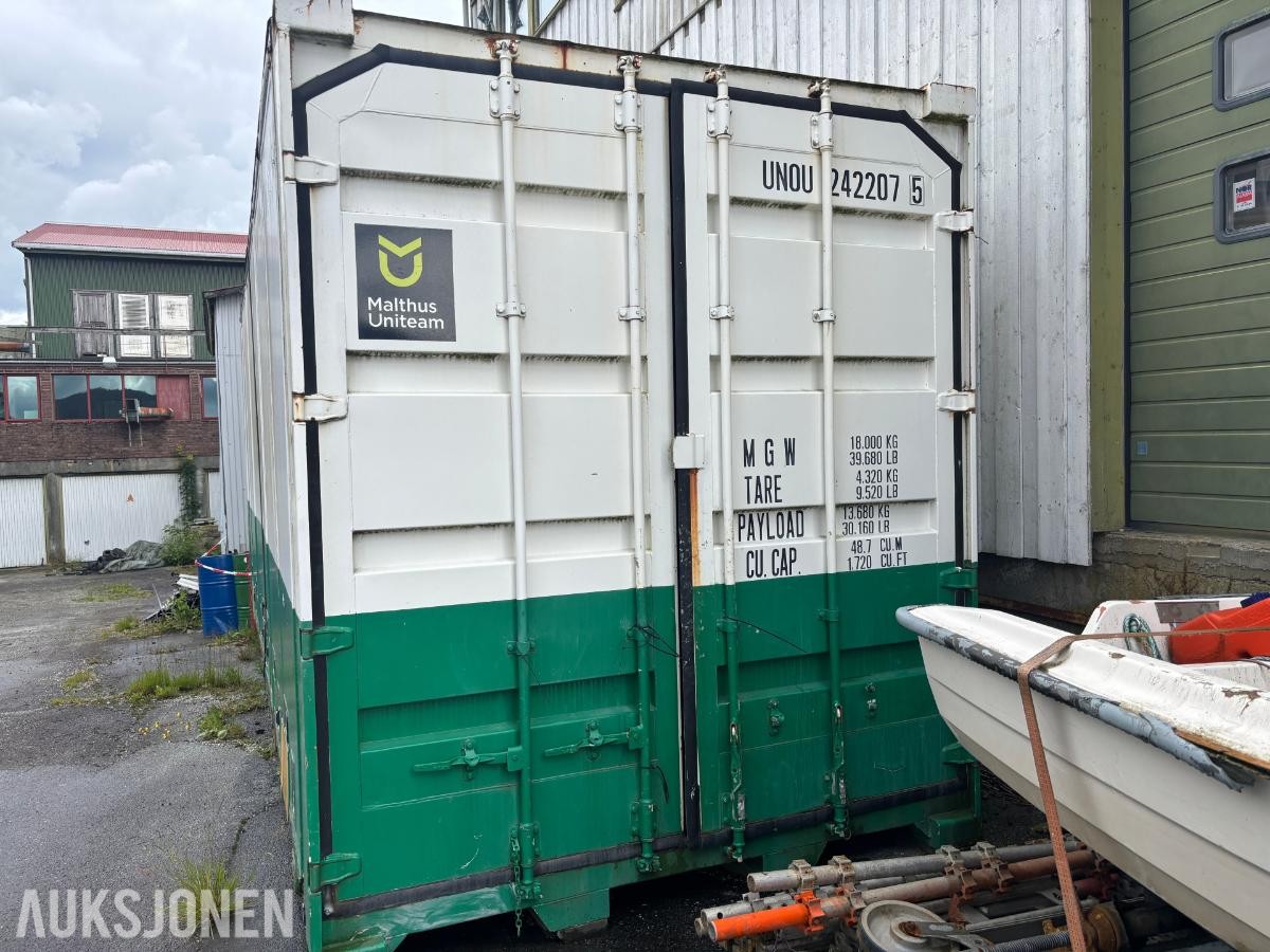 24 fots container med full sideåpning – 48,7 m³ – Doble endedører